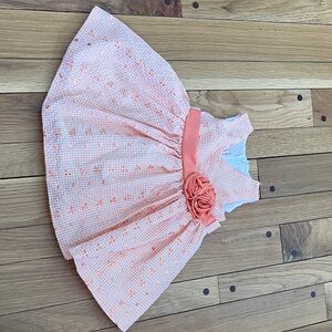 Jessica Ann Orange Gingham Dress with Floral Detail